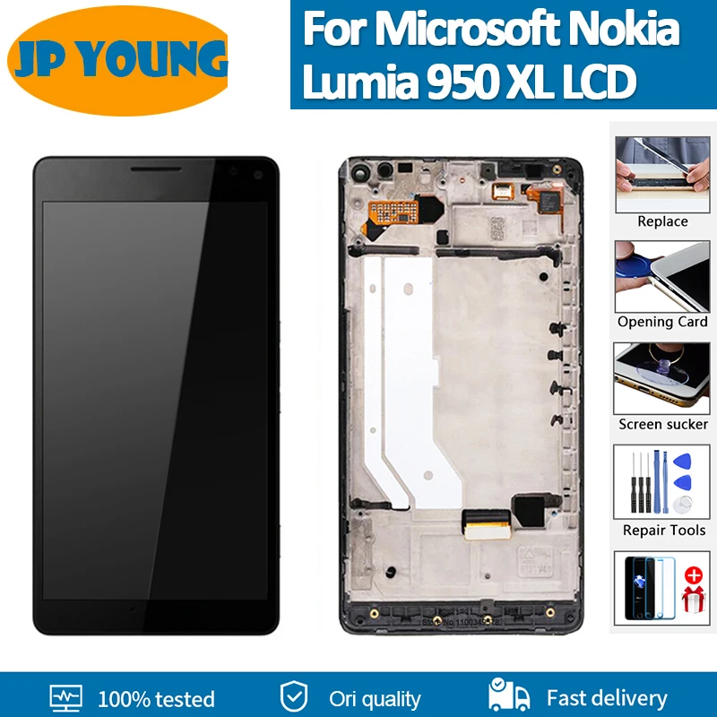 Original Amoled Touch Screen Digitizer Montagem Do Painel, Substituição Do Display LCD, Microsoft Nokia Lumia 950 XL, RM1116, RM1100