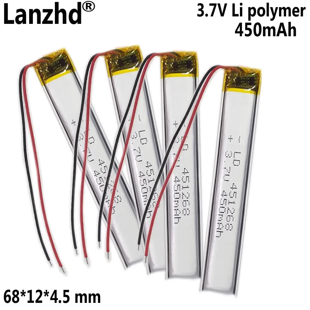 3.7V 450mAh Li polymer lithium battery For Cami reads the pen Caterpillar reads the pen LED Light bar battery 68*12*4.5mm