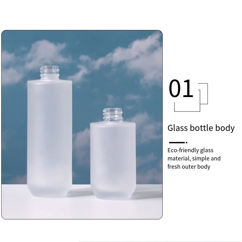 

30-120ml Lotion Pump Bottle Toiletries Transparent Press Cream Dispenser Face Cream Pot Empty Frosted Glass Refillable Bottles