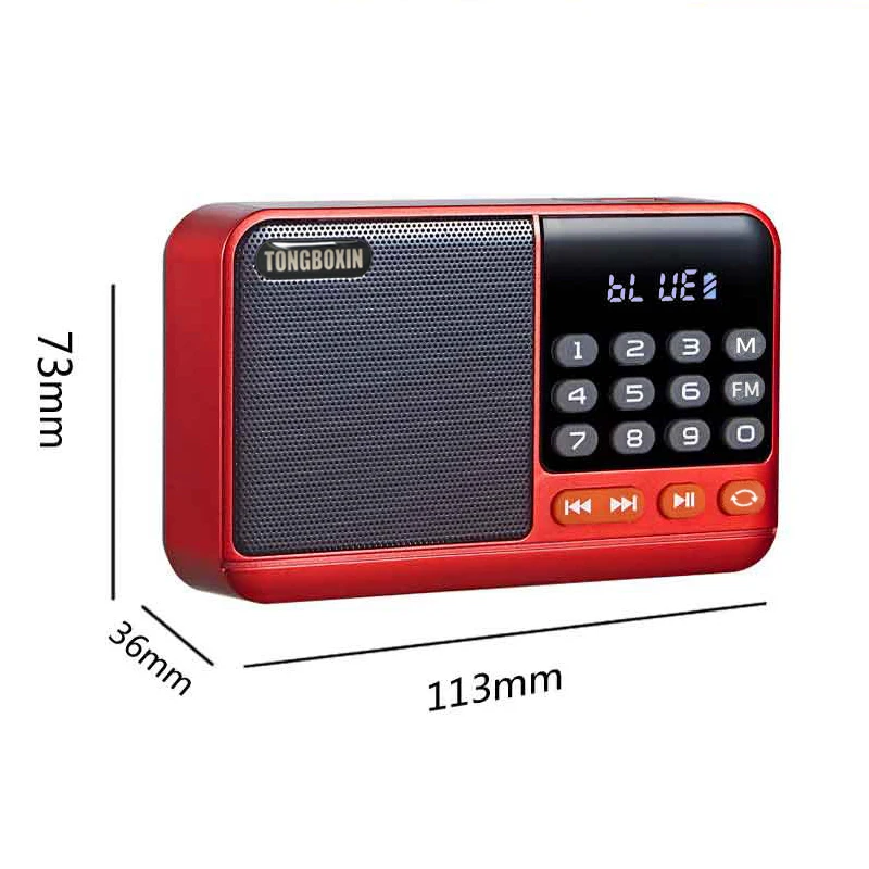 Mini Digital Pocket Radio Wireless Bluetooth 5.3 Speaker FM 76~108MHZ TF USB MP3 Player With 18650 Rechargeable Lithium Battery