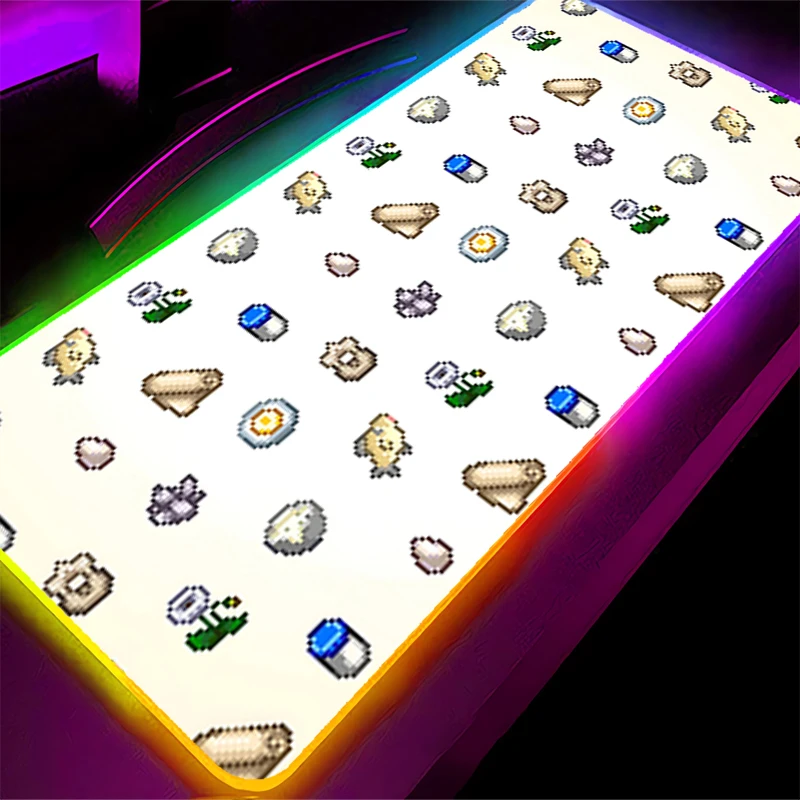 Tapis de souris LED RGB en caoutchouc HD, accessoires de jeu sur ordinateur, clavier, décoration de bureau, bureau, s-stardew Valley