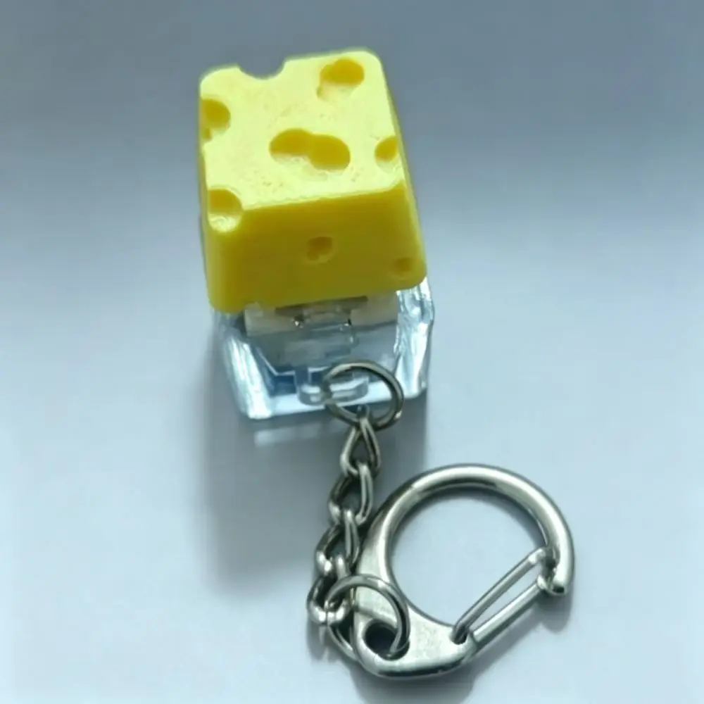 Funny Finger Cheese Key Chain Sensory Finger Press Cheese Keycap Fidget Keyboard Bag Pendant Clicker Keychain Adults