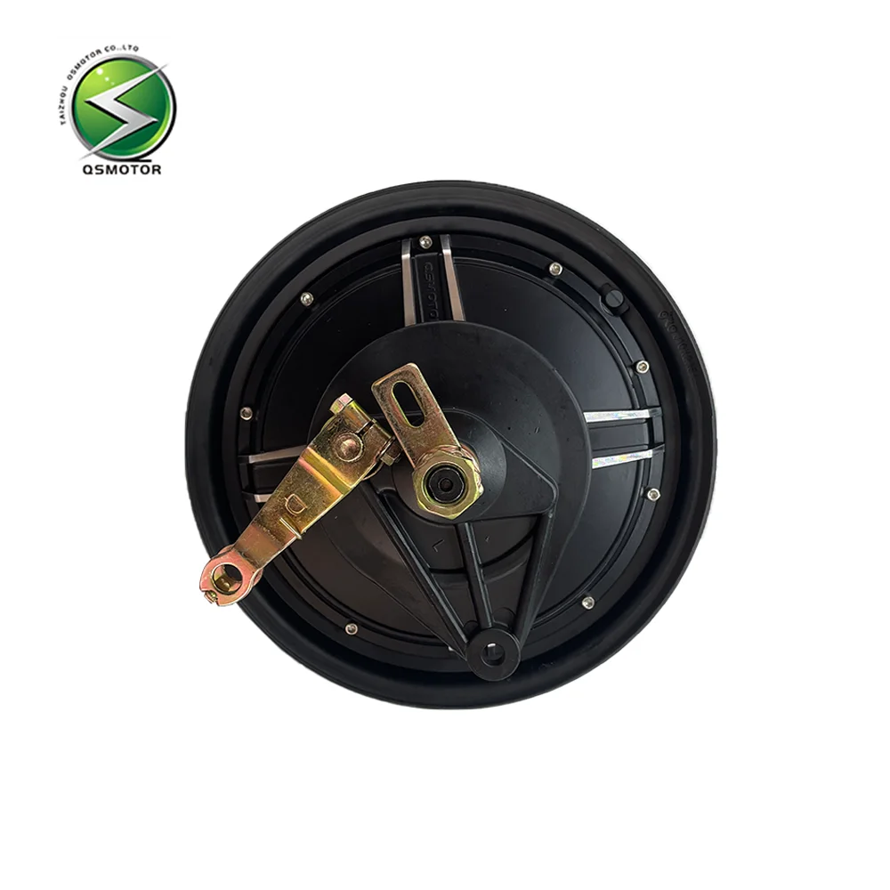 QSMOTOR 10 Inch V2 1200W 35H 96V Brushless DC Permanent Magnet Drum Brake Motor For Electric Bicycles Motorcycles IE4 Efficiency