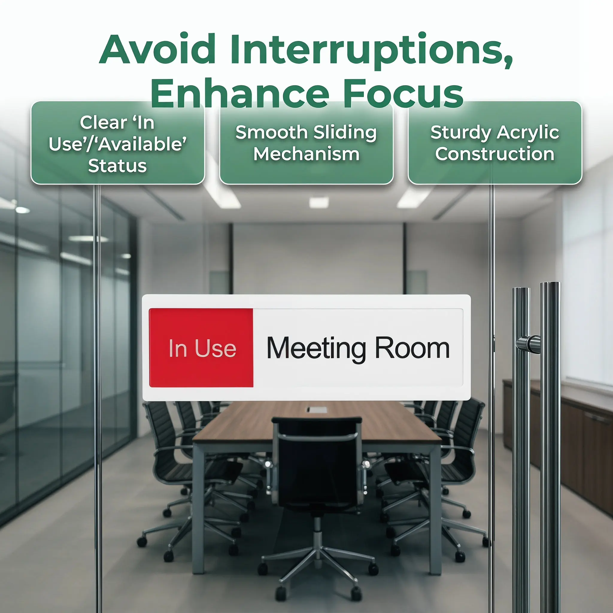 Privacy Door Indicator Sign Acrylic Tear Resistant Red Green Slider Meeting Room Use Business Office Available Slide Door Sign