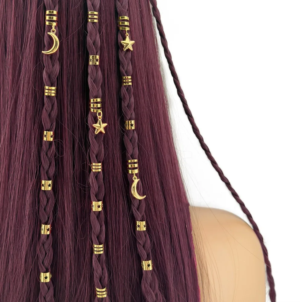 

44 шт., кольцо для волос со звездами и луной, плетение волос, замки для дредов, бусины, разные стили, головные уборы, коса для волос, трубки, декор