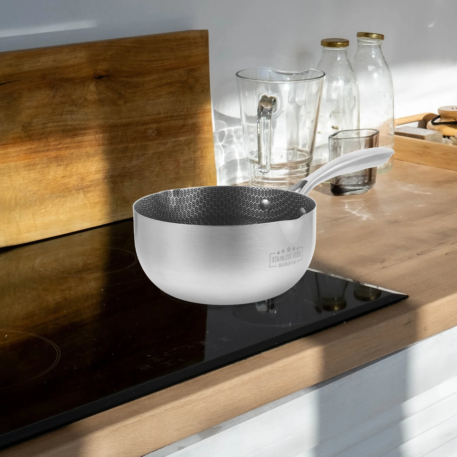 

Stainless Steel Snow Pan Kitchen Pans Japanese Frying Nonstick Ramen Cooking Pot Deep Sauce for