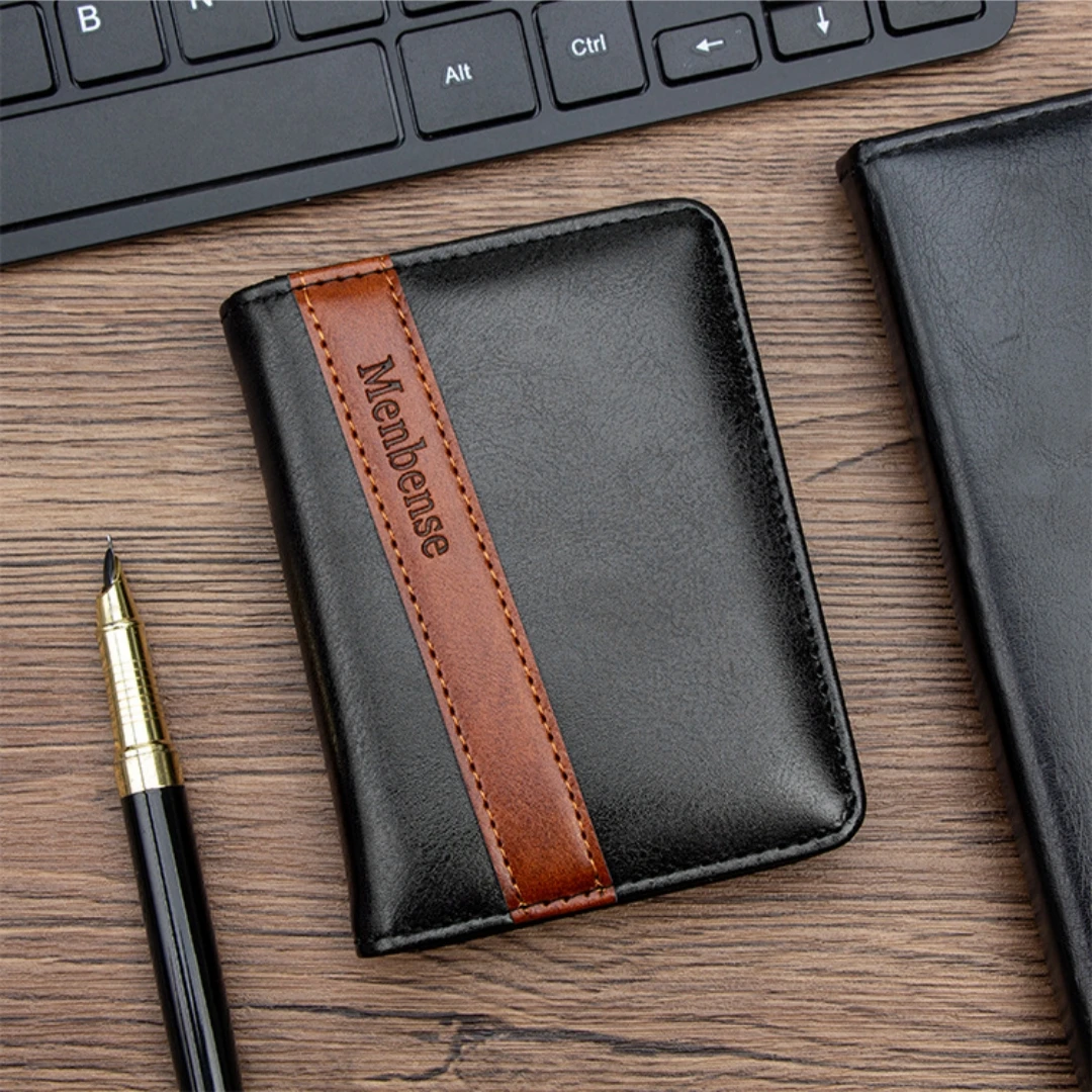 Men's Business Wallet PU Leather Slim Card Holder Multi Slots Short Purse Fashion Male Clutch Money Bag Credit Card Holder