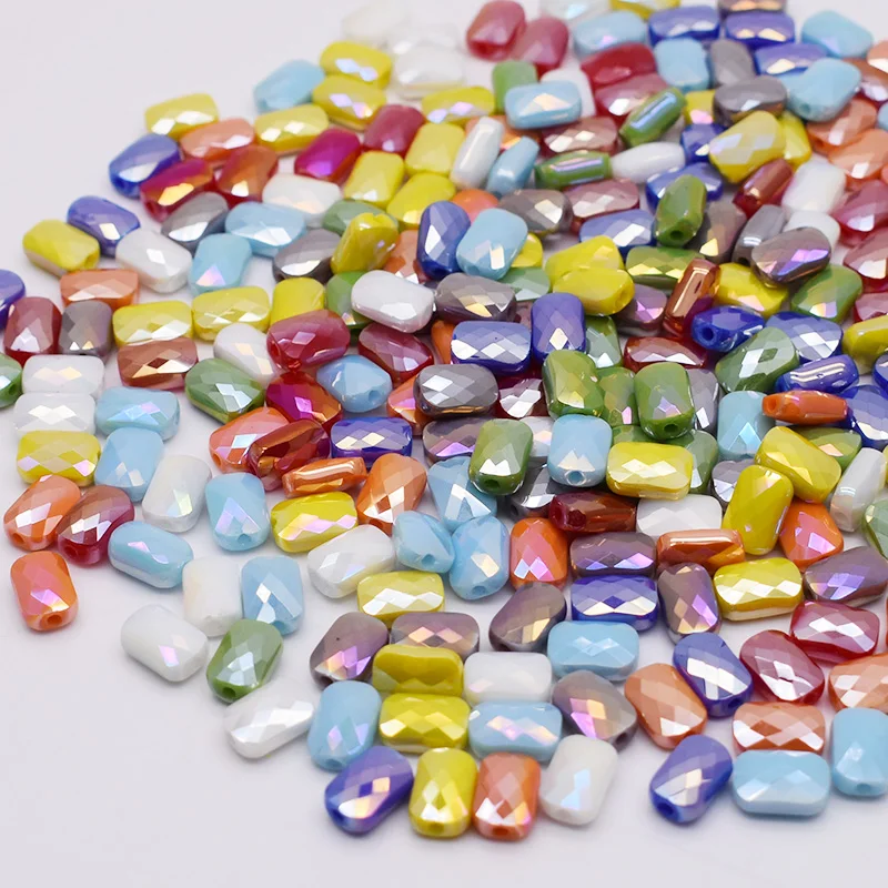 70pcs/lot Color Faceted Square Loose Beads Crystal Glass Beads Faceted Loose Spacer Beads for Jewelry Making DIY