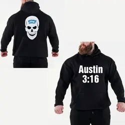 2024 Autumn/Winter New Famous Wrestler Steve Austin Men's Black Hoodie Street Sports Casual Pullover