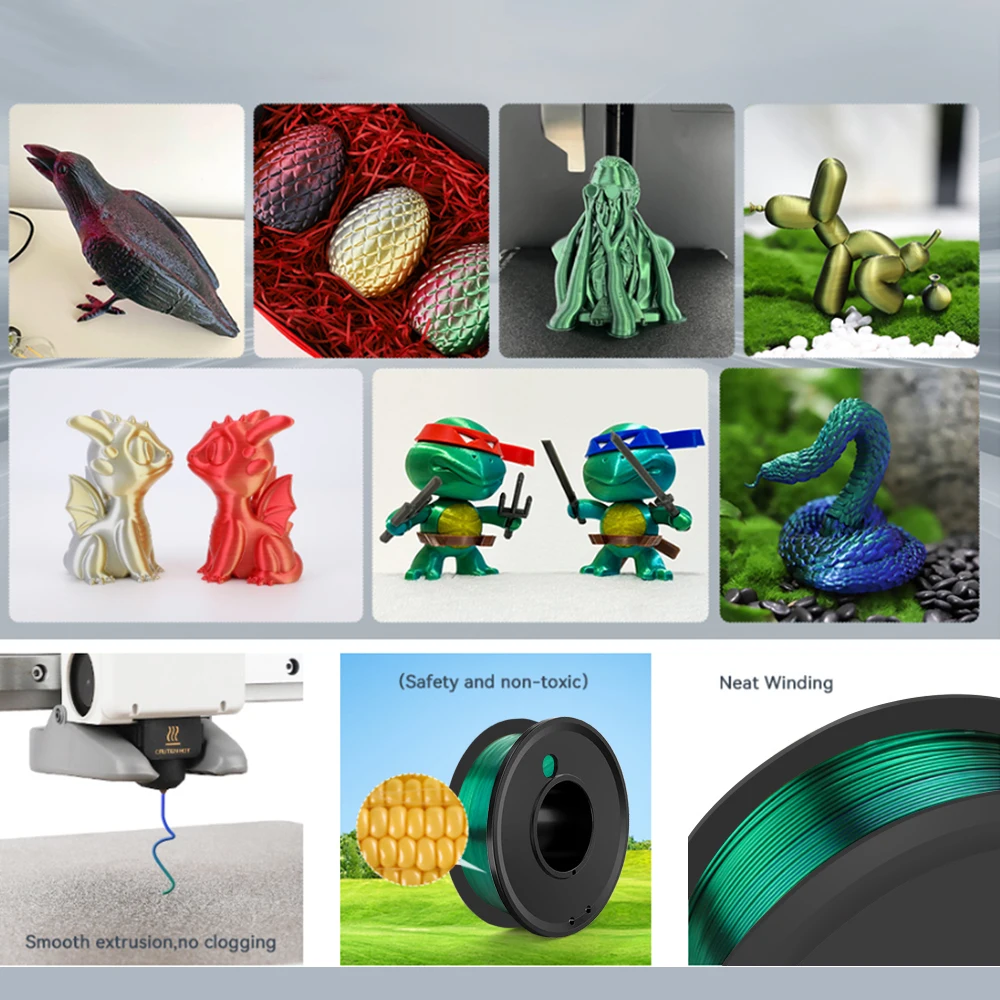 3D 프린터 필라멘트 번들 실크 샤이니 레인보우 PLA 필라멘트, 강화된 내구성 3D 프린팅 필라멘트, 1.75mm 250gX 4 스풀 (2.2