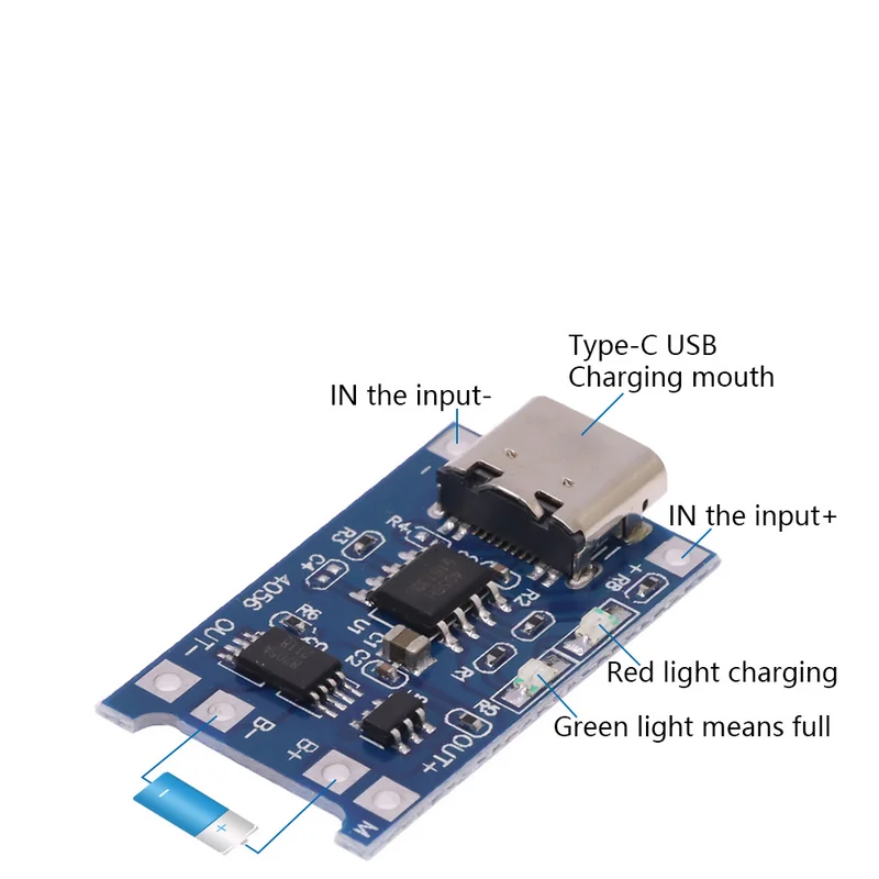 5V 1A Micro/Type-c/Mini 18650 TP4056 Lithium Battery Charger Module Charging Board With Protection Dual Functions Li-ion