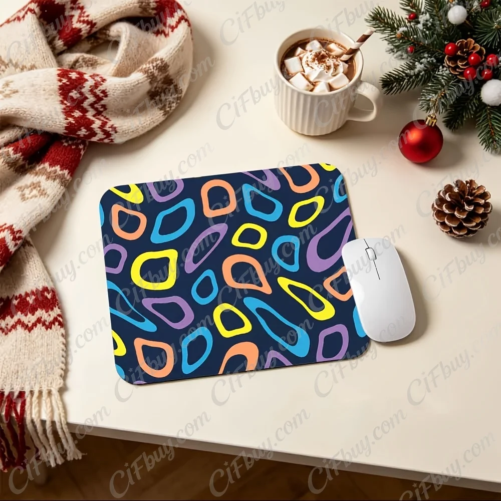 CIFbuy Mouse Pad Small Navy Colorful Irregular Abstract Outline Memphis Color Block Print Smooth Cursor Precise Tracking Non-Sli