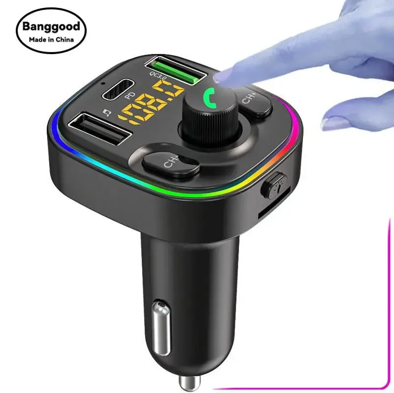 G47 Fast Charging Knob Version Car Mp3 Bluetooth Music Player Car FM Transmitter 3USB Car Charging Ambient Light