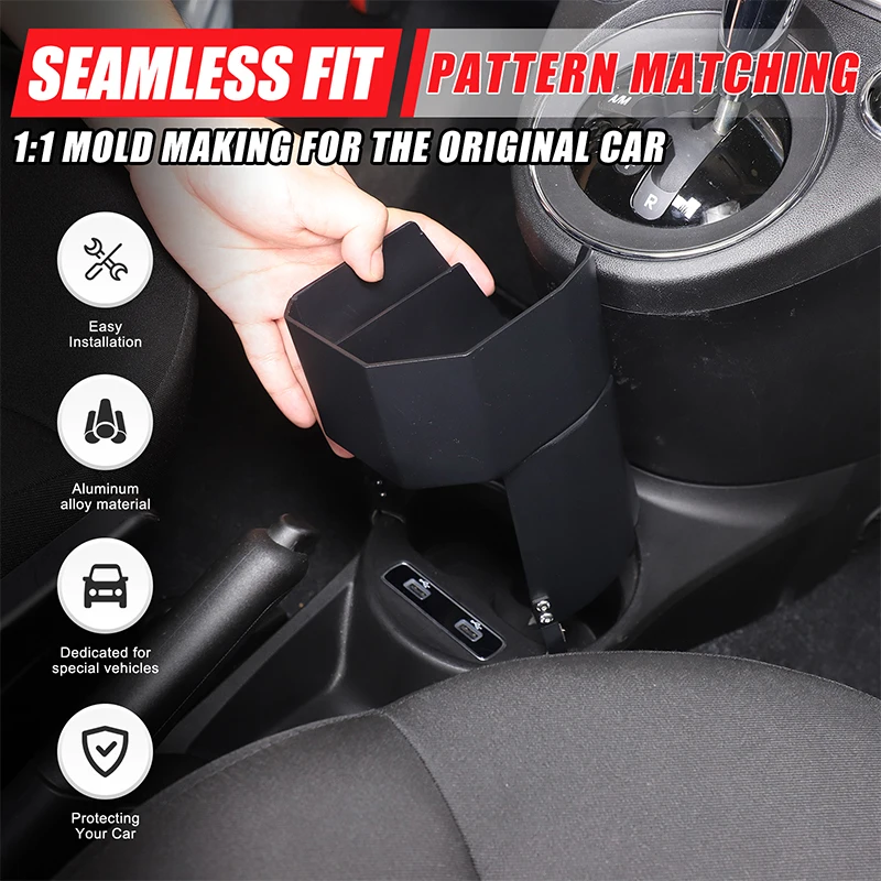 For Fiat 500 2016+ Aluminum Car central control water cup holder Heightened and expanded water cup holder interior accessories