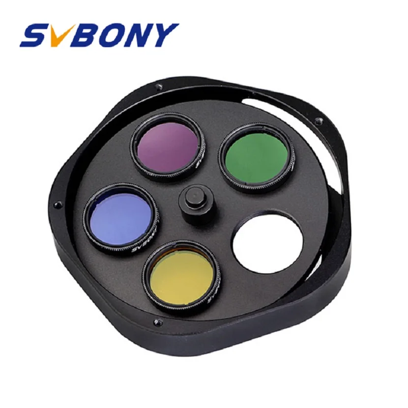 

SVBONY SV133 5 Position Filter Wheel for Telescope With 1.25 / 2 Inch Eyepiece Adapter T2 Camera Adapter and Locking Ring