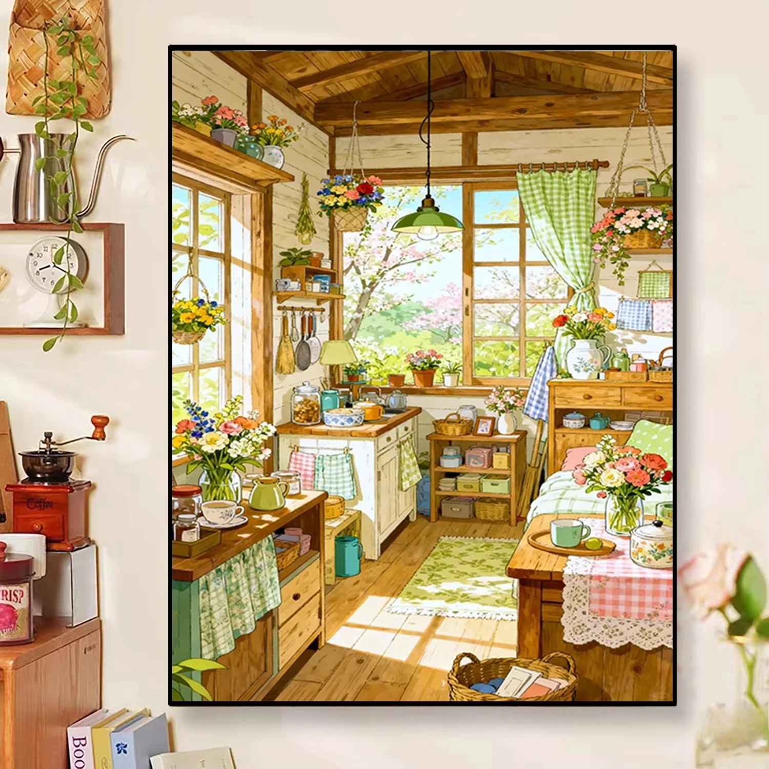 5D DIY Diamond Painting Kit Cozy Cottage Healing Art Full Drill Rhinestone Mosaic Wall Decor Craft Kit Home Gift Frameless