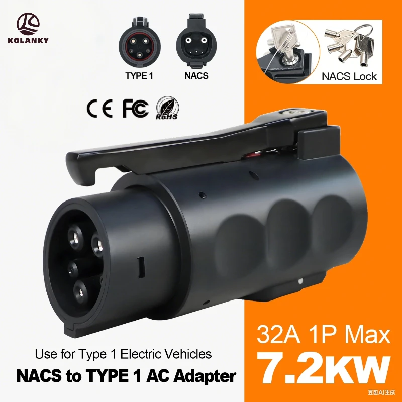 

kolanky tesla to j1772 adapter high speed charging adapter 32A 7.2KW For Tesla Cars Chargig 110V~250V Tesla to Type1 with Lock