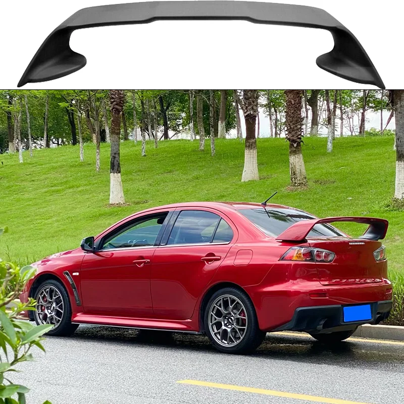 For Mitsubishi LANCER EVO Black Spoiler 2008 to 2015 ABS Material Primer Color Car Tail Wing Decoration Rear Trunk Spoilers Wing view 6