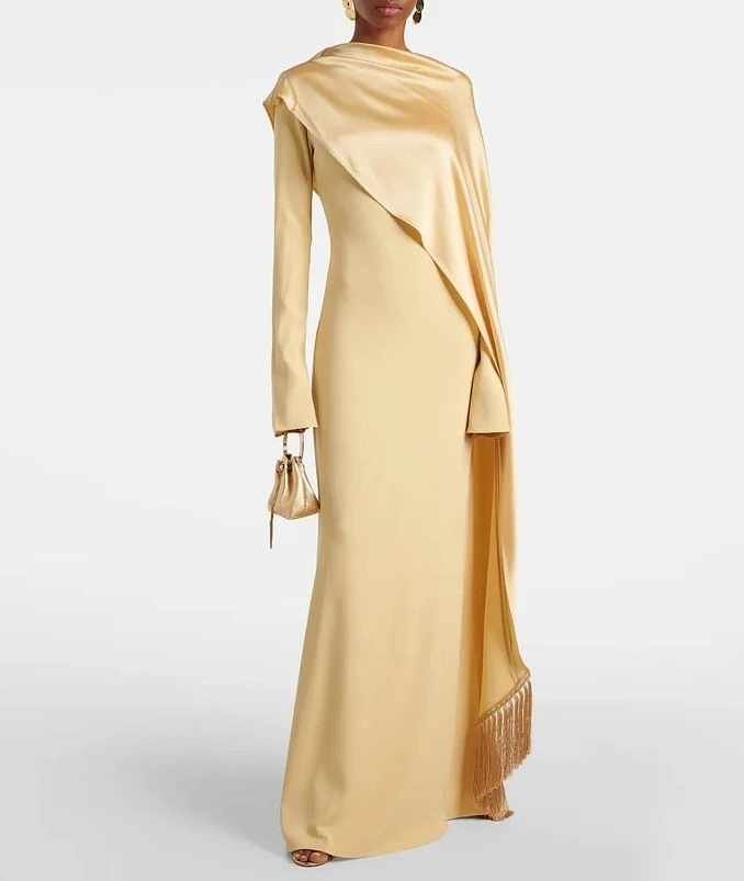 

New Fashion Womens Long Dress Temperament Commuting Female Clothing New Fashion High Waist Women's Yellow Elegant Party Dresses
