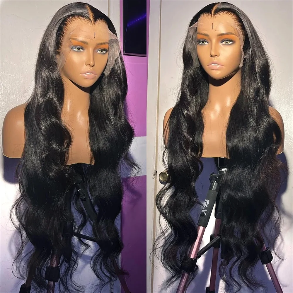 13X6 Transparent Lace Frontal Wig 30Inch Body Wave 13X4 Lace Front Human Hair Wigs 180 Density 360 Full Lace Wigs For Women 19A