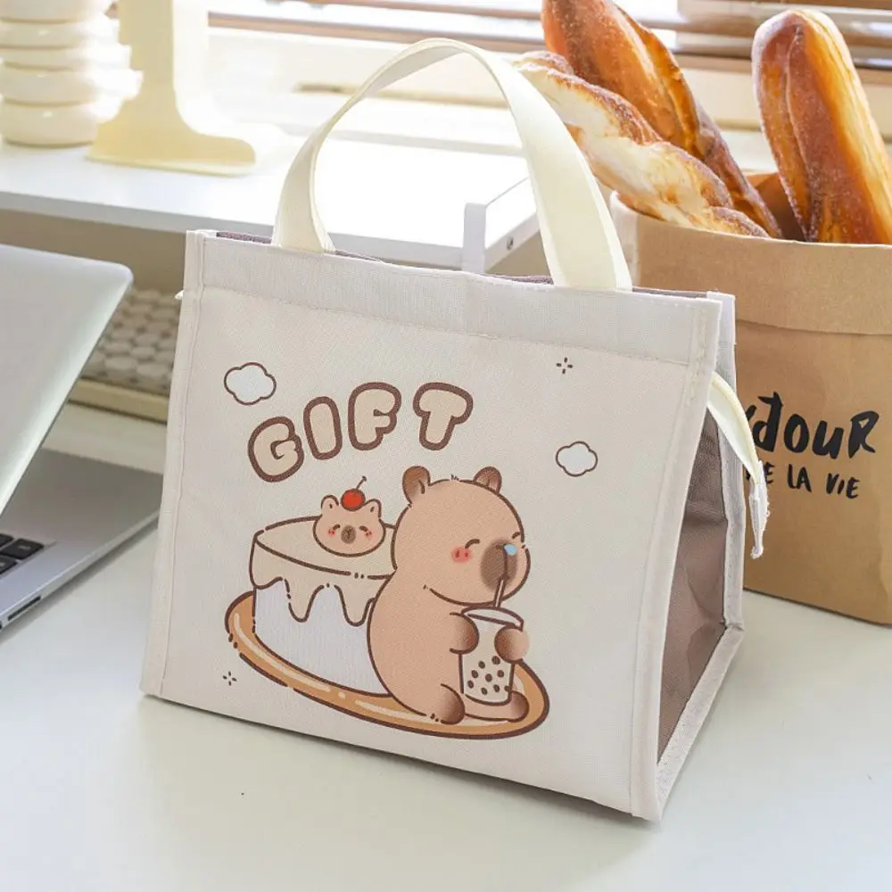 

Large Capacity Capybara Lunch Bag Oxford Waterproof Portable Lunch Box Picnic Supplies Tote Pouch Cartoon Lunch Bag Unisex