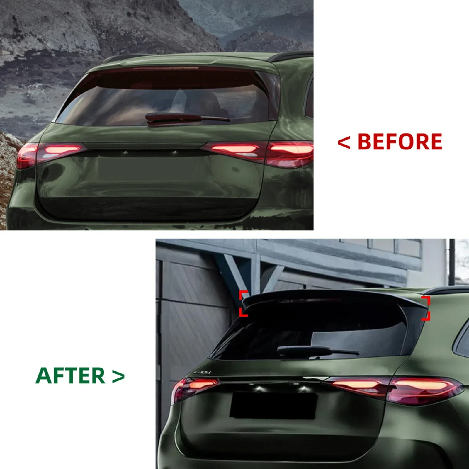 New！ For Mercedes Benz GLC Class X254 GLC300 2023-2024 Rear Roof Spoiler Wing Carbon Fiber Look/Gloss Black Tail Splitter Upper