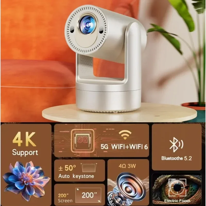 

HT25 New 1080P Android Max 4k Projector 350ANSI Dual Wifi6 BT5.2 200inch Outdoor Laser Proyector HDR Full Atuo Speaker