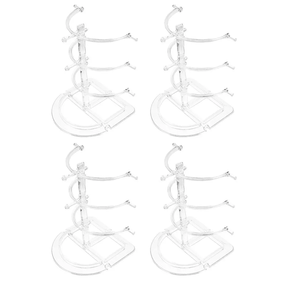 

4pcs 3-Tier Eyeglasses Stand Sunglasses Display Holder For Home Store Clear Plastic Multi-Layer Glasses Organizer Stand Desktop