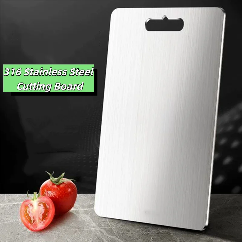 

316 Stainless Steel Cutting Board, Household Thickened Double Sided Chopping Board Block Kneading Dough Boards Kitchen Utensils