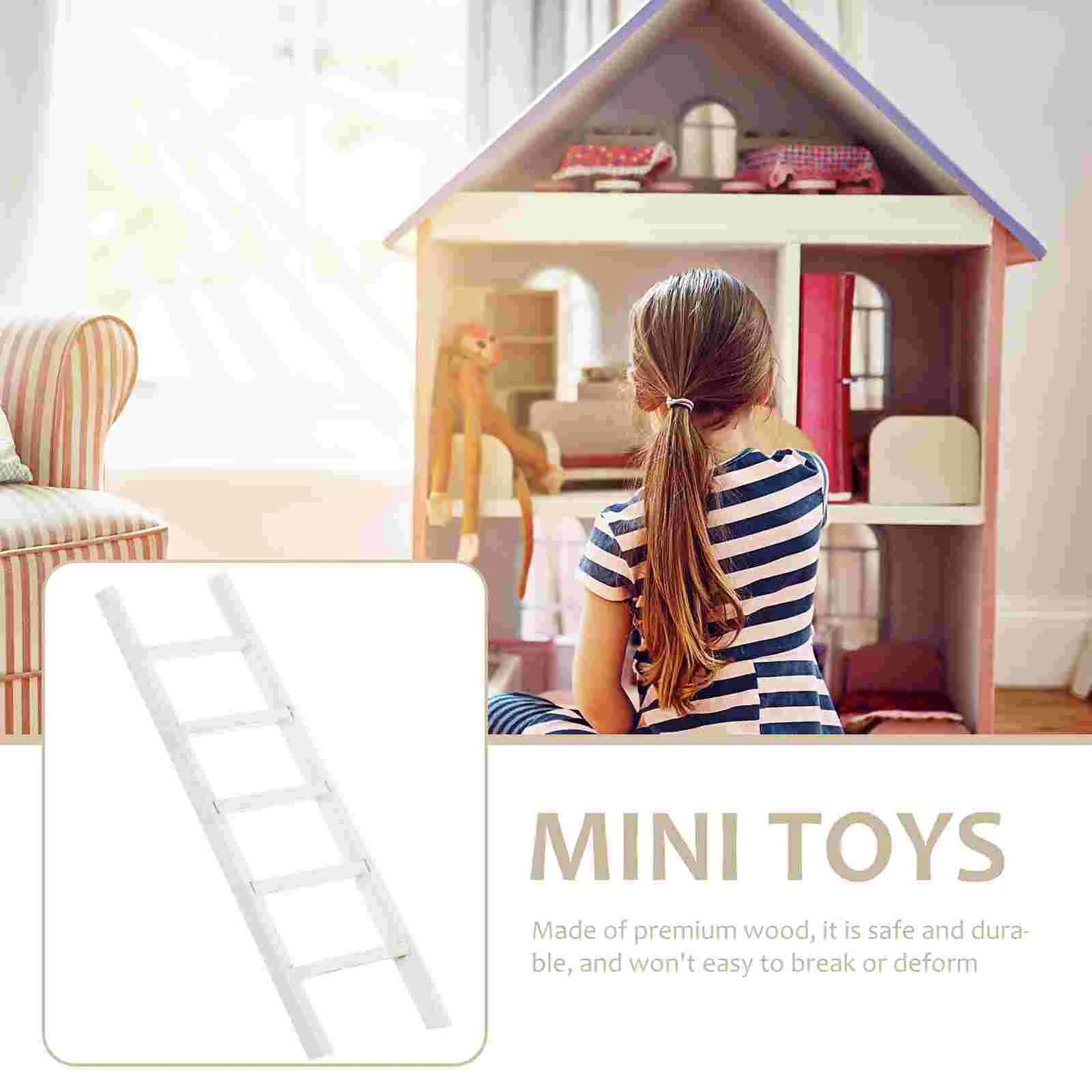 Miniature White for 1 12 Mini House Ladder Dollhouse Christmas Decor Mini Ladder Accessories Compact Size