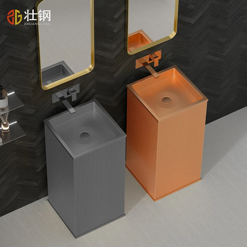 Luxury Bathroom sink Modern Floor standing Wash basin fashionable Square Hand basin SUS304 Stainless steel Lavabo Top Quality