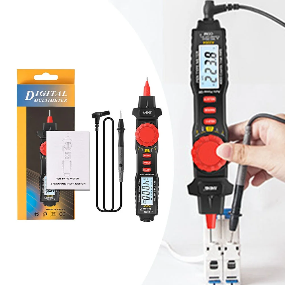 ANENG A3004 Digital Multimeter Pen Type 4000 Counts with Non Contact AC/DC Voltage Resistance Diode Continuity Tester Tool