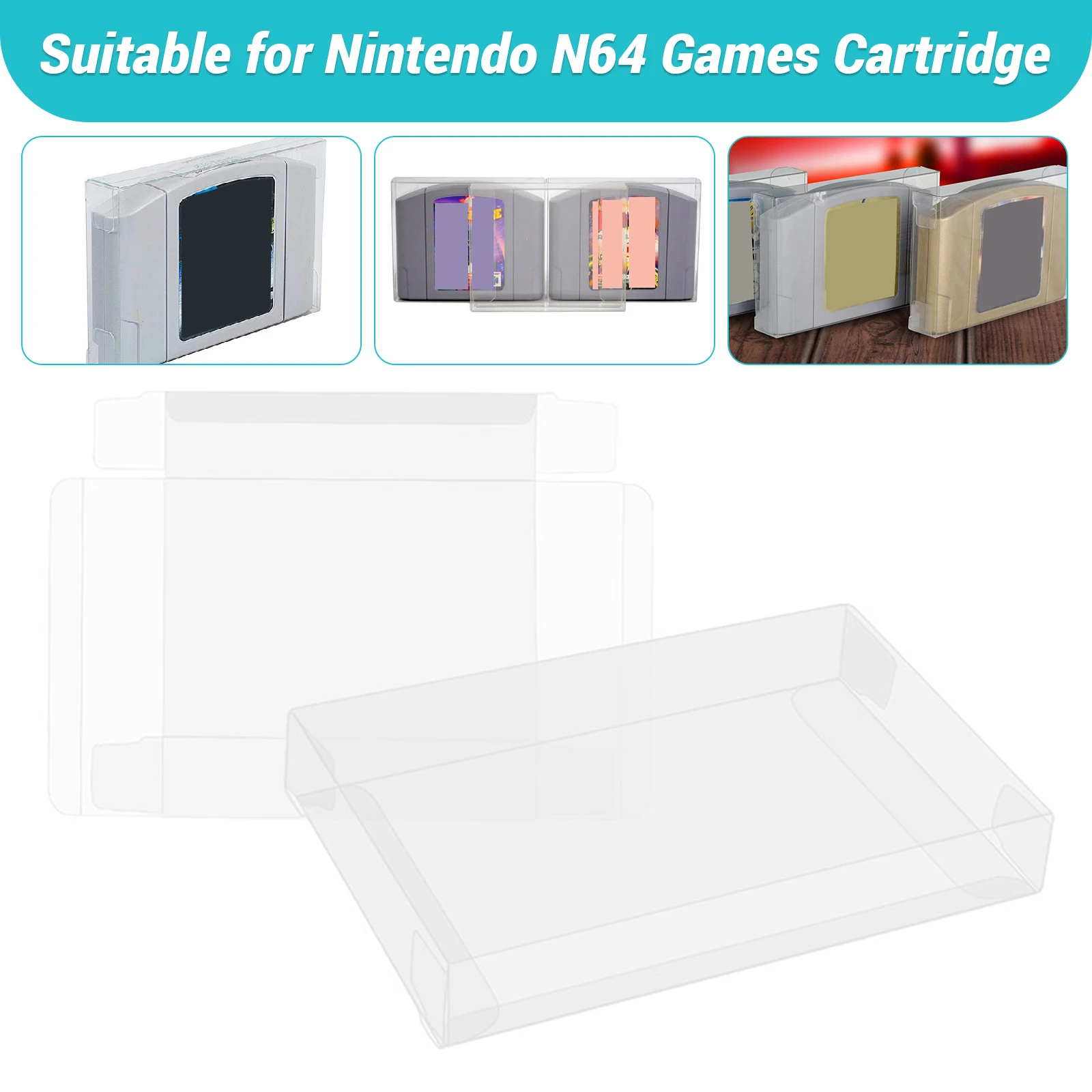 10-50pcs/lot For -Nintendo Clear Transparent Game Boxes for -NES N64 Game Box Protector Case CIB Games Plastic PET Protector
