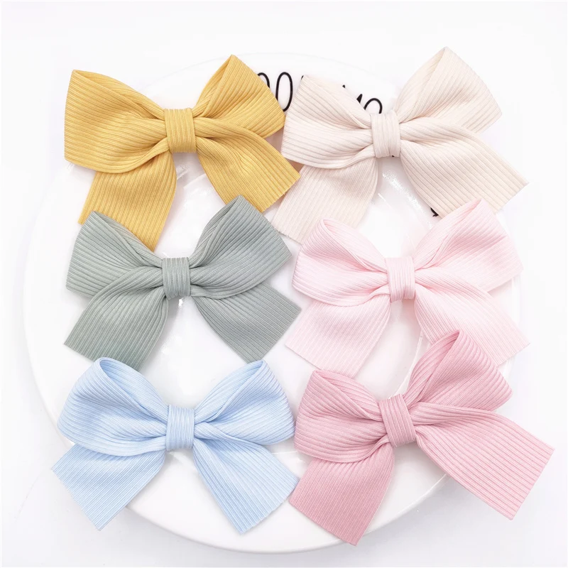 20 sztuk 7*5.5CM tkaniny Bowknot aplikacja dla DIY dziecięca spinka do włosów kapelusz nakrycia głowy rzemiosło łatki ozdoba dekoracyjna odzież