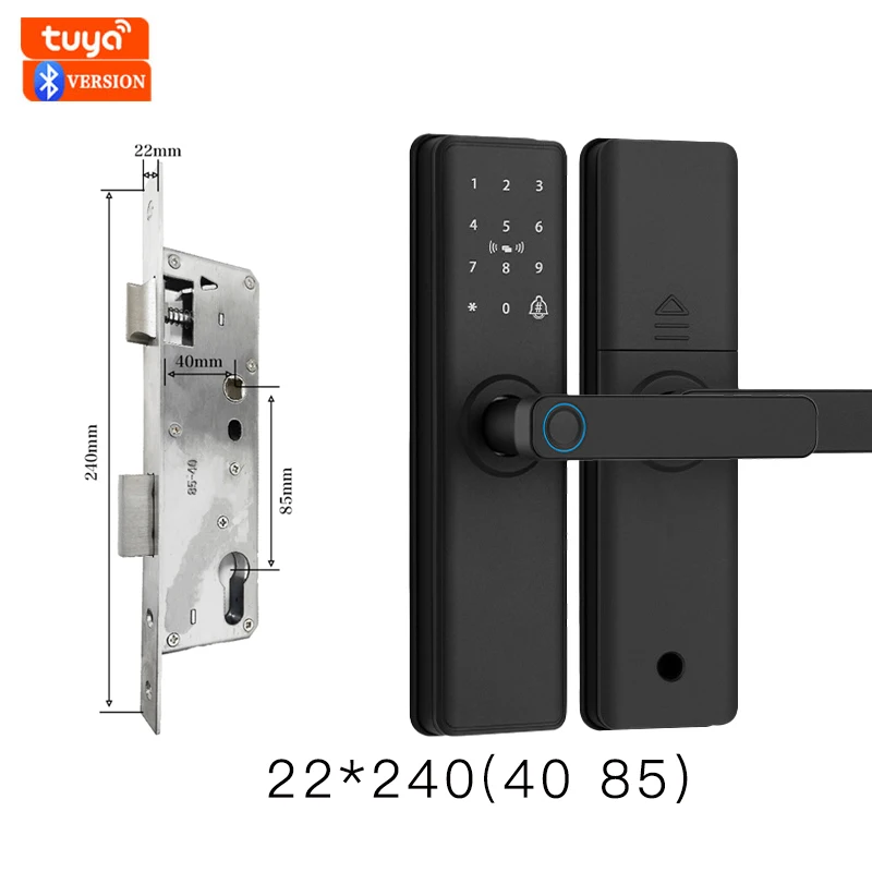2025 Nieuw slim deurslot met Bluetooth-compatibel Tuya APP Digitaal elektronisch slot Smart Home Houten deurslot Vingerafdruk