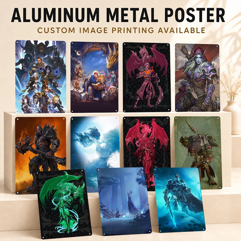 World Of Warcraft Printed Posters Customized Metal Sign Atmospheric Fantasy Design Wall Art For Bedroom Study And Adventure Fans