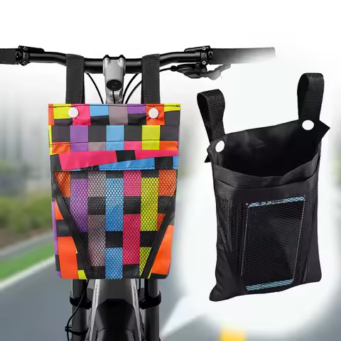 Bicycle Handlebar Bag Bicycle Storage Bag Detachable Basket Front Hanging Pouch with Mobile Phone Holder for eBike Scooter Bike
