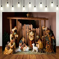 Christmas Manger scene photography background Holy Night Nativity photography background Merry Christmas portrait Banner party