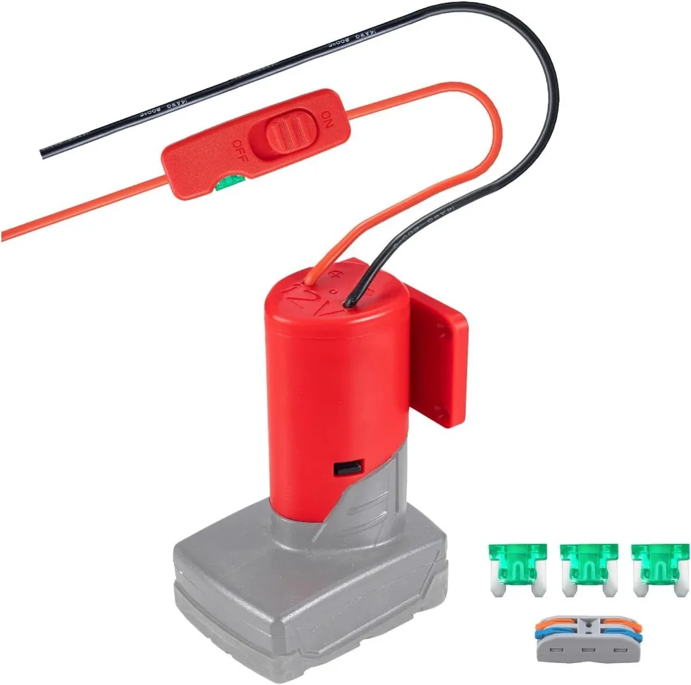 Adaptador de Bateria para Milwaukee Adaptador Power Wheel Kit Conversor 14 Calibres com Fusíveis e Terminais de Fio 12v