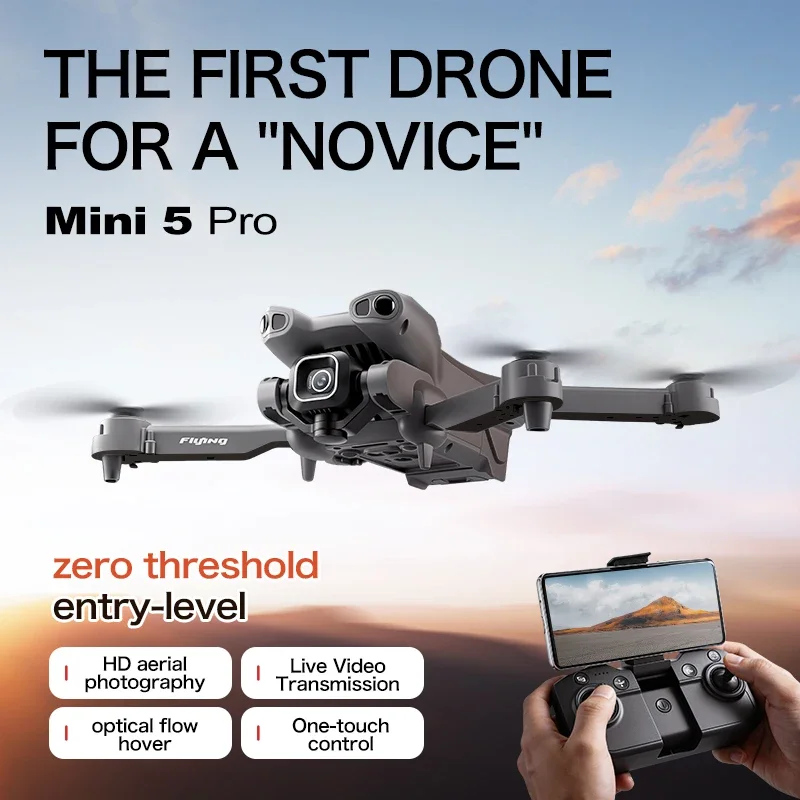 Dron Lenovo Mini 5 Pro 8K con Cámara Dual HD Aérea, WIFI 2.4G, Motor sin Escobillas, Evitación Inteligente de Obstáculos, Control Remoto