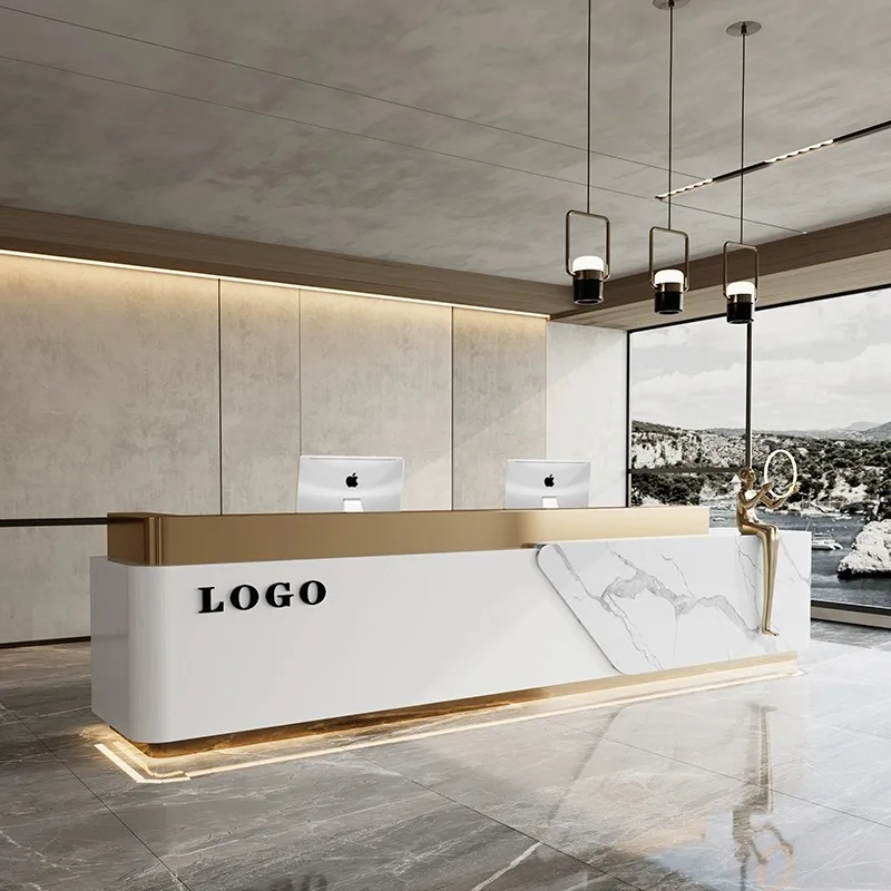 Company front desk Hotel counter Atmospheric office Front desk Reception desk Simple modern checkout page Beauty salon Bar