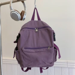 Mochilas de lona sólida para mulheres, lazer ou viagem sacos, sacos de pano unisex, sacos escolares de tecido bonito, 100% algodão, estilo coreano