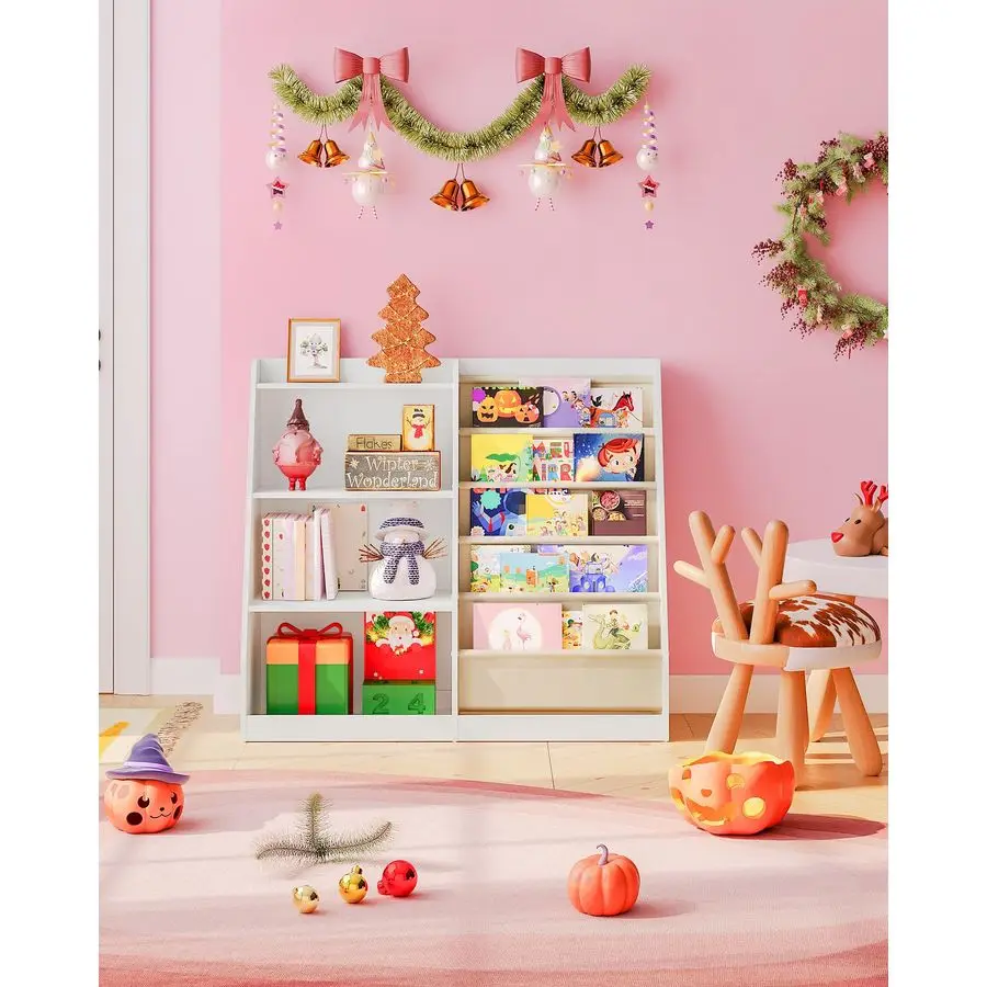 رف كتب للأطفال وتخزين الألعاب، رف كتب للأطفال الصغار مكون من 6 طبقات، منظم تخزين ألعاب الأطفال، خزانة كتب للأطفال، لغرفة اللعب،