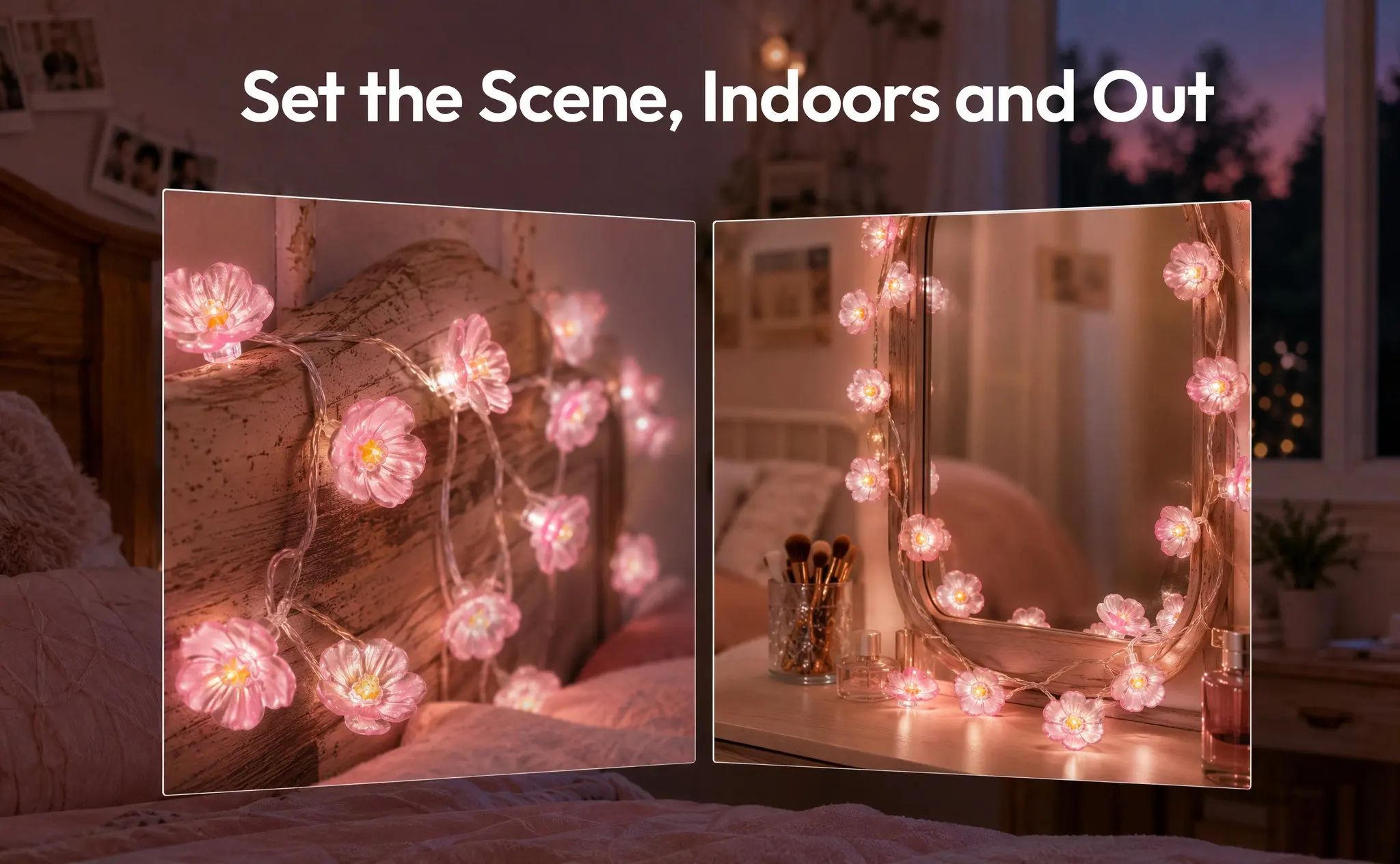 80pcs Flower Blossom Lampshade Covers for Fairy Lights – Romantic Wedding, Birthday & Party Decor for Indoor Outdoor Garden