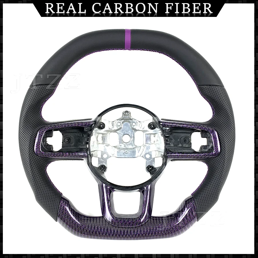 FOR Jeep Wrangler JL 2018 2019 2020 2021 Purple Carbon Fiber Leather Customized Style Steering Wheel