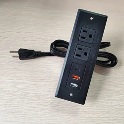 US Table Power Sockets 15A  USB 2 Outlets 2 USB 1 Type-c 110 220v Office Row Bookcase Furniture Row Hidden Strip Socket