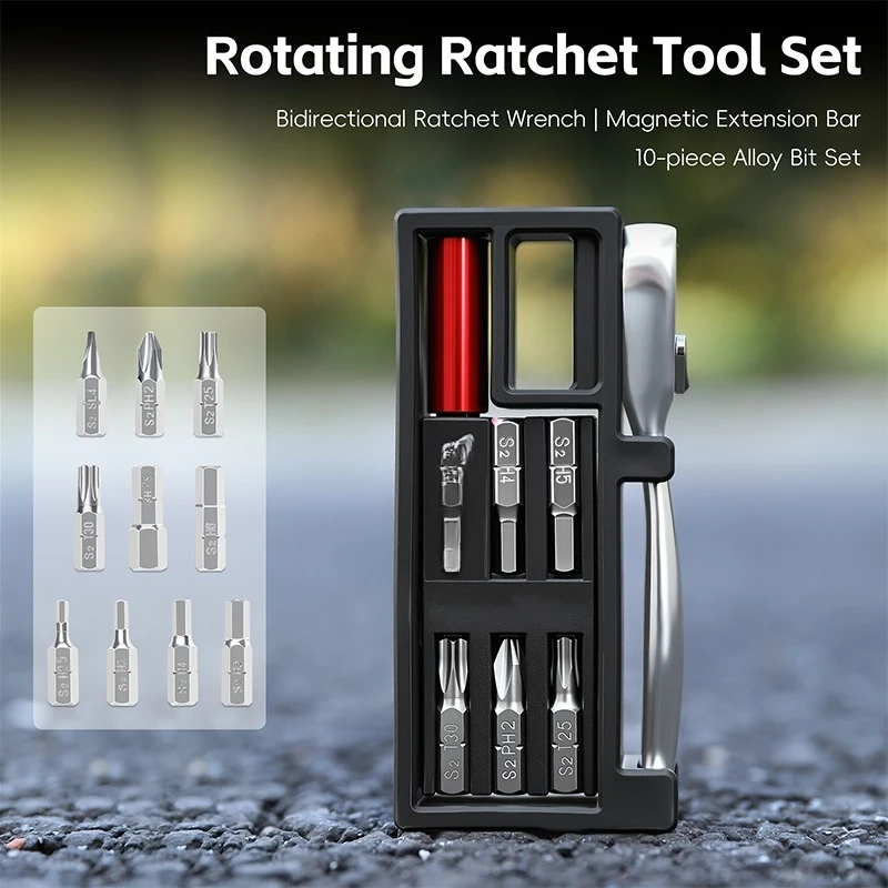 

Professional Ratchet Wrench Set Nylon Alloy Steel Construction 12 Adapter Bits Magnetic Tip for Bicycle Repair Cycling Tools