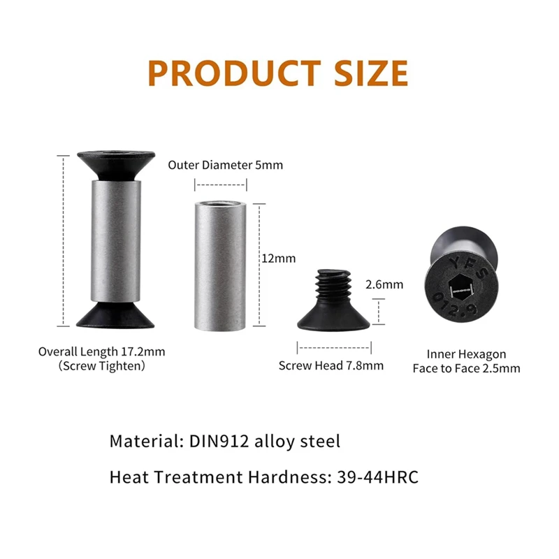 10個パック ナイフハンドルネジ、リベット、ボルト、六角皿頭ネジ、ブレードナイフ固定用-A68X