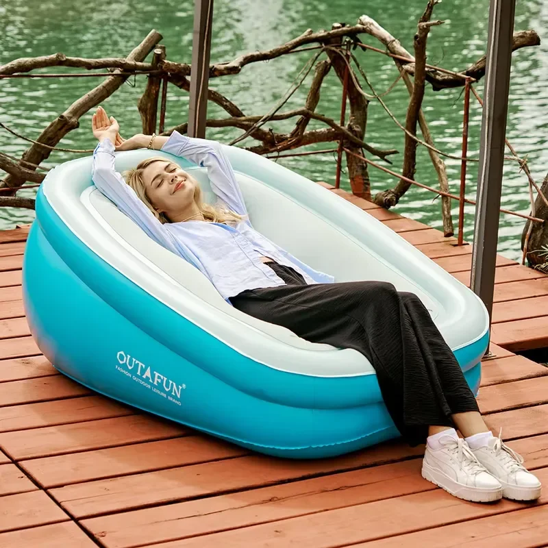 for OUTAFUN Flocked PVC Portable Inflatable Sofa Recliner Comfortable Air Couch Suitable for Outdoor Camping Travel Beach