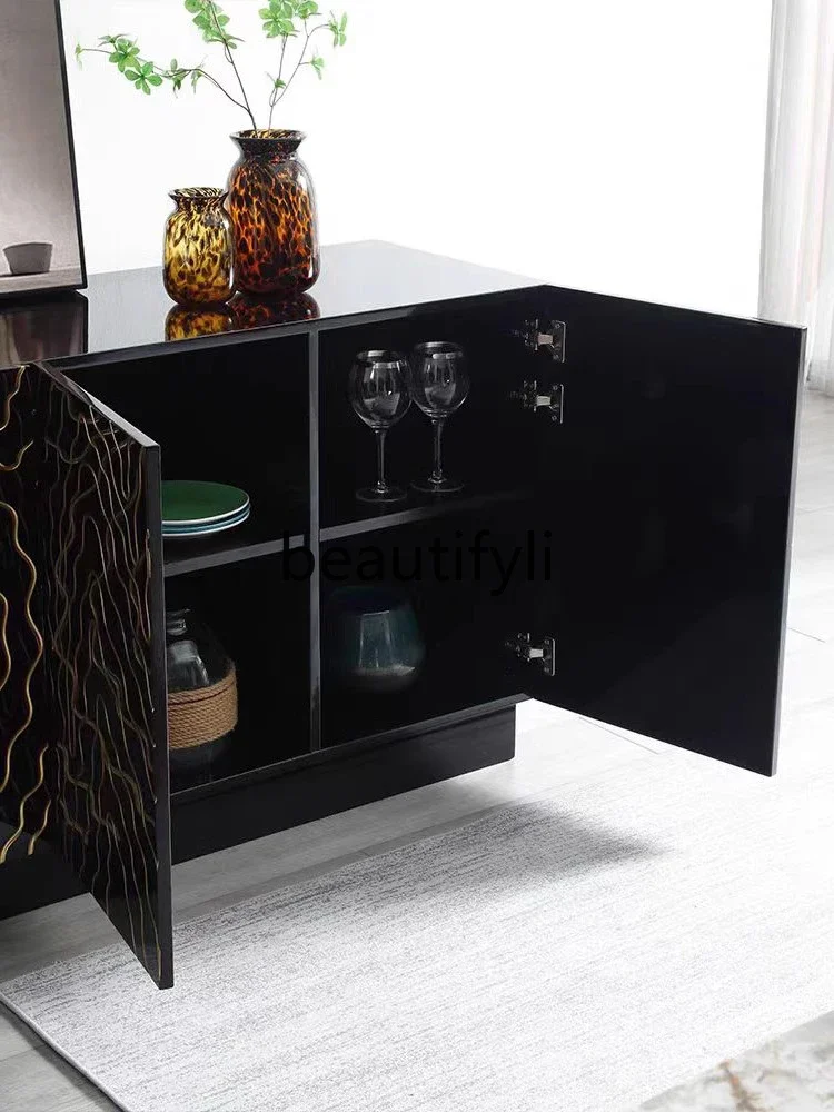 Italian light luxury solid wood dining side cabinet, simple Chuangyi baking paint, facing the entrance cabinet